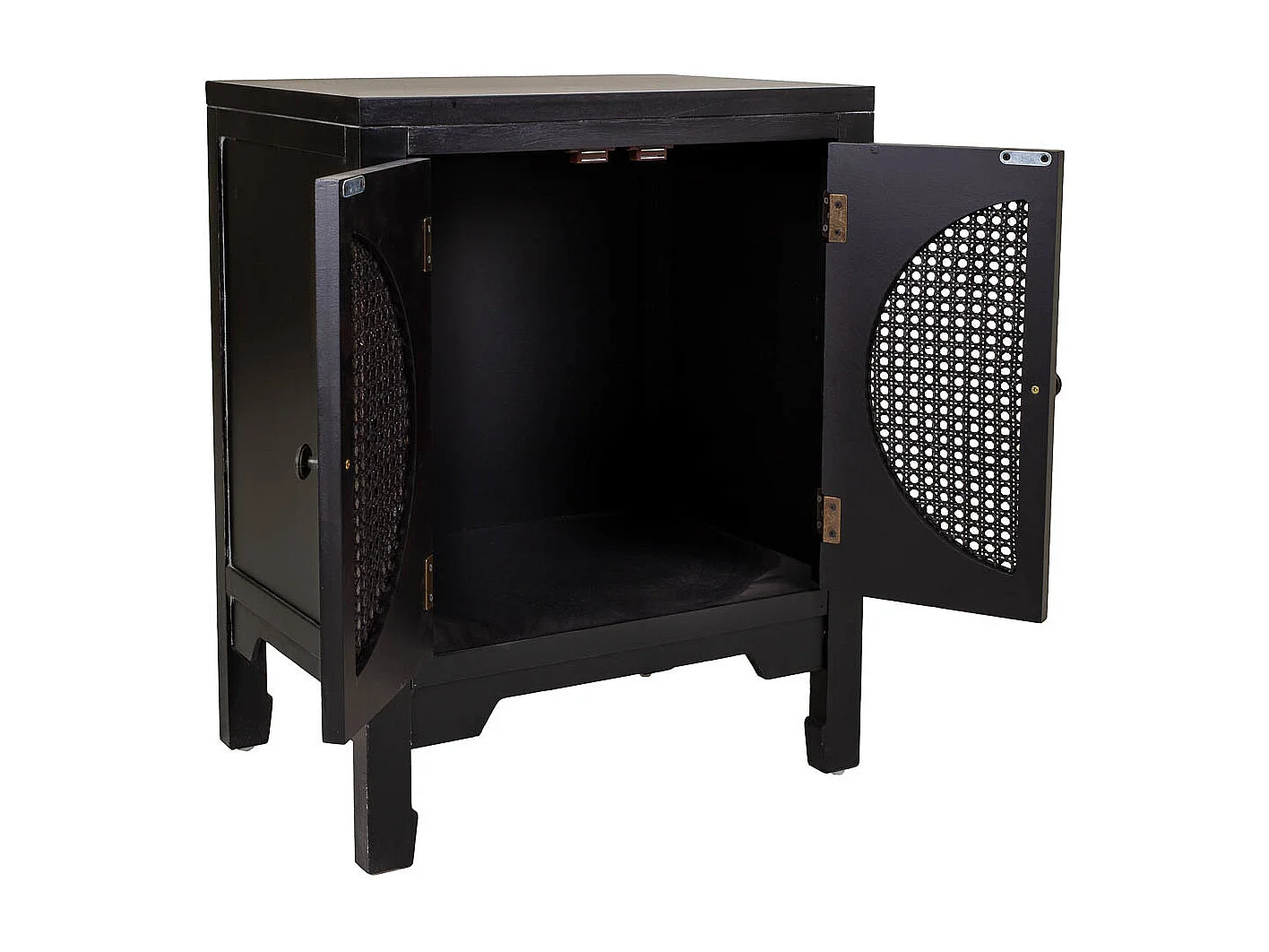 Mesa de cabeceira de madeira preta 50x36x65