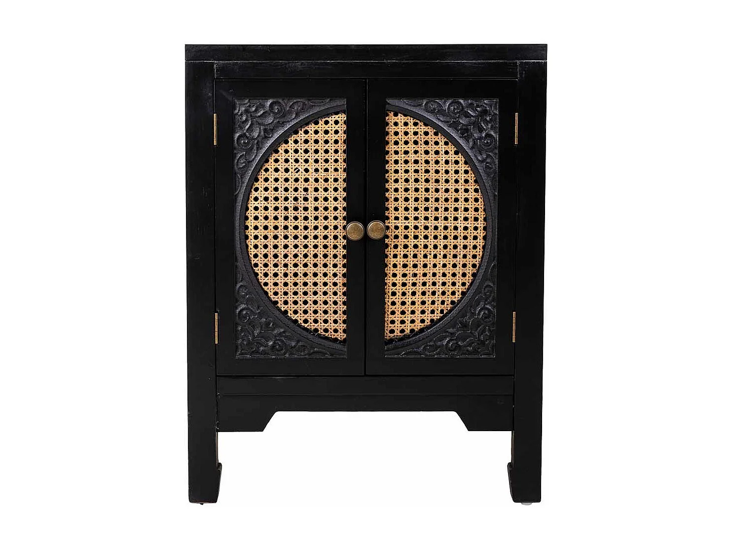 Mesa de cabeceira de madeira preta 50x36x65