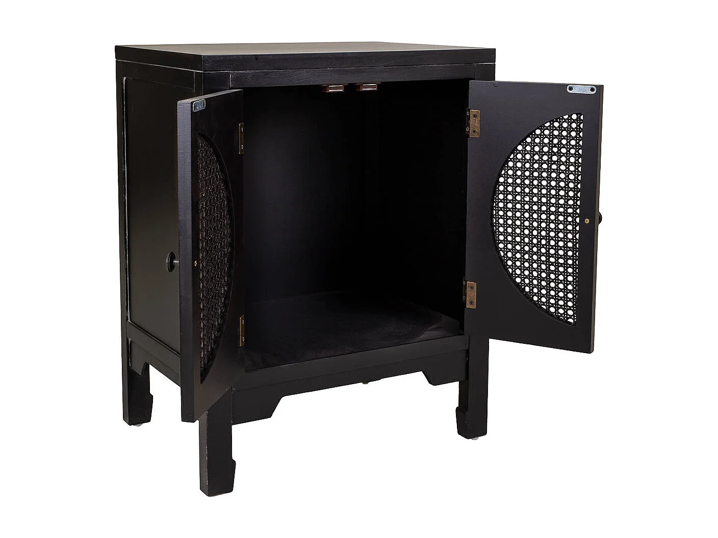 Mesa de cabeceira de madeira preta 50x36x65