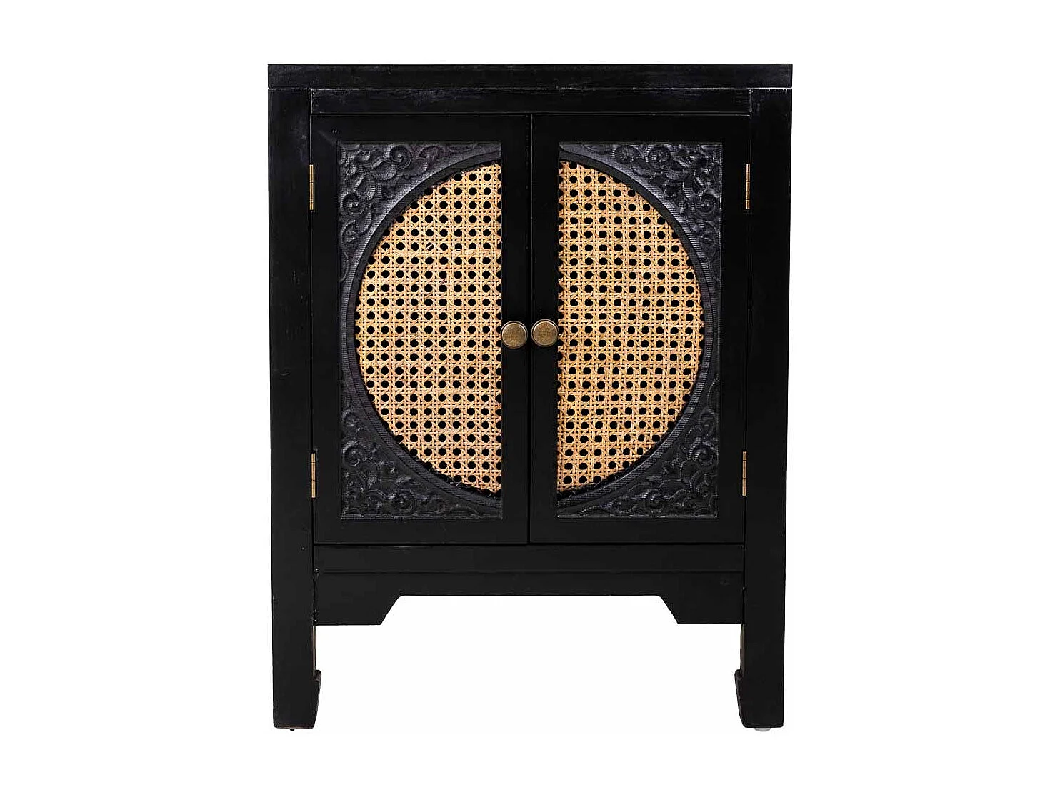 Mesa de cabeceira de madeira preta 50x36x65