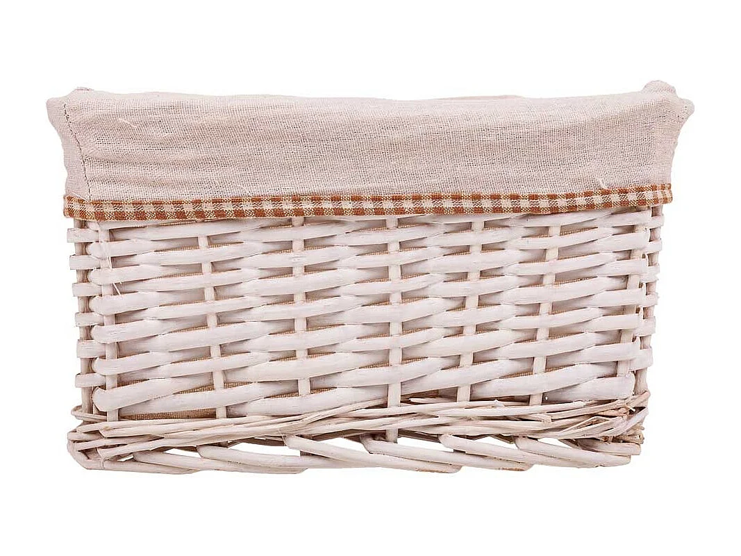 Set mit 3 weiß gefütterten Weidenkörben