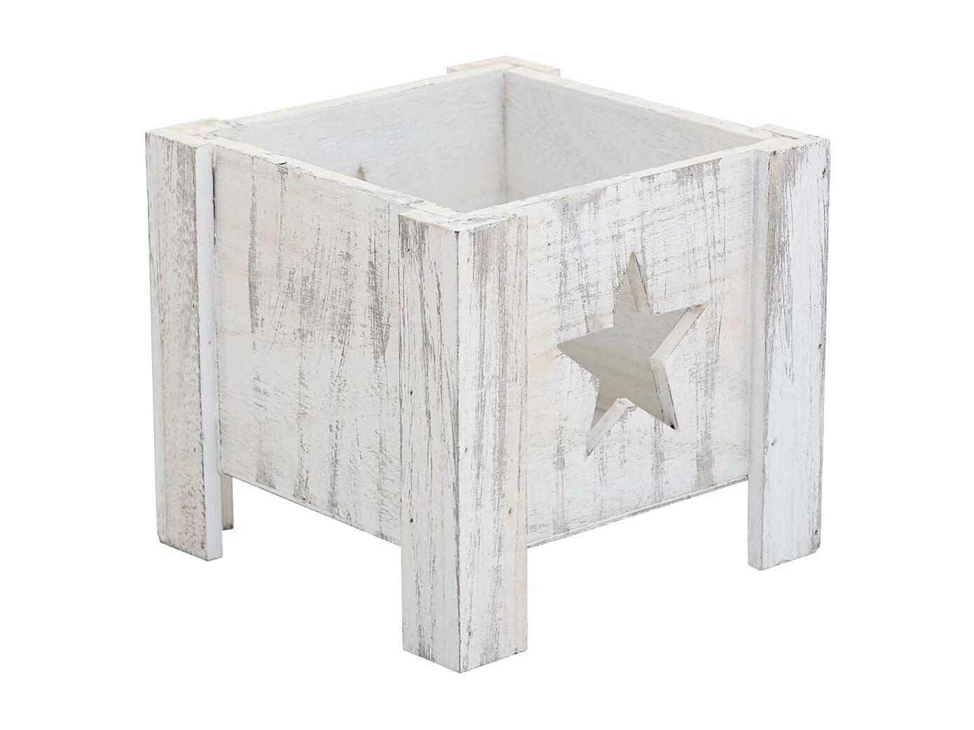 Cesto de madeira branco 16,5x16,5x15
