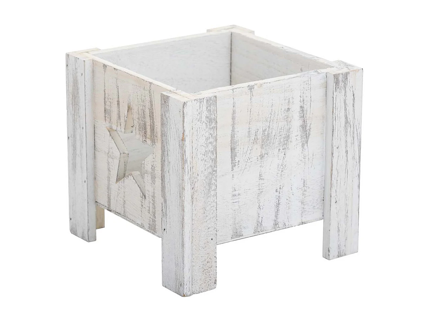 Cesto de madeira branco 16,5x16,5x15