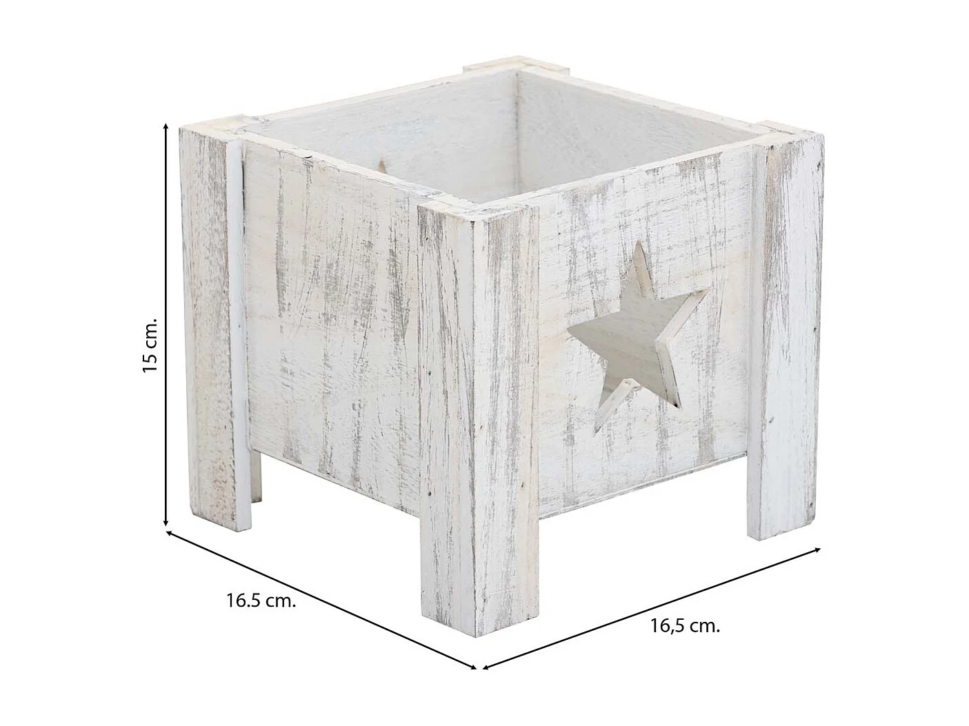 Cesto de madeira branco 16,5x16,5x15