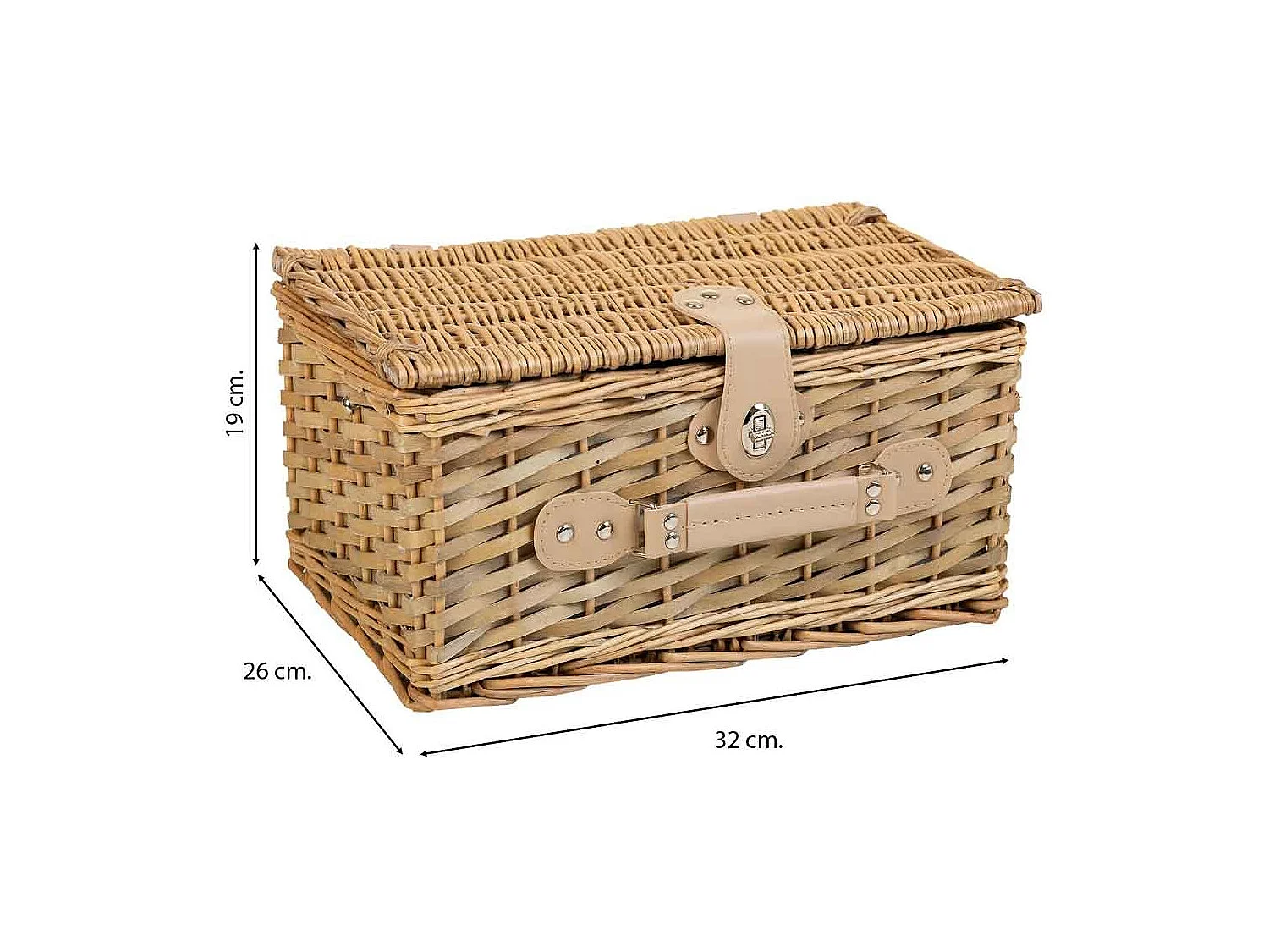 Cesta de piquenique marrom 38x26x19