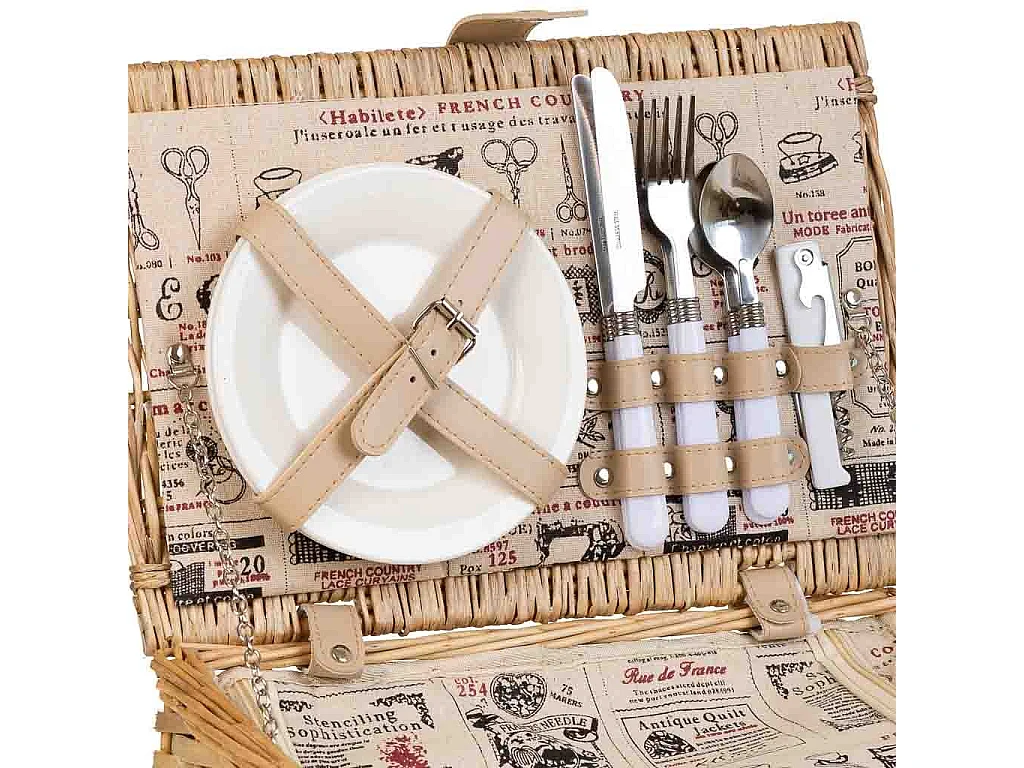 Cesta de piquenique marrom 38x26x19