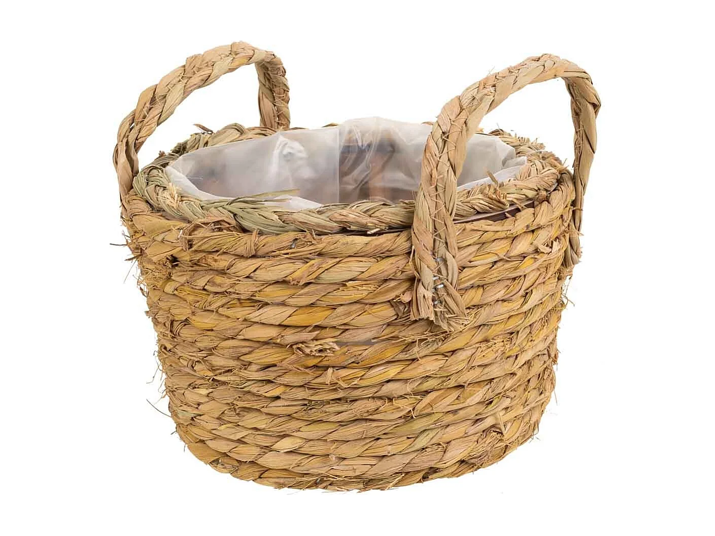 Cesto in corda intrecciata marrone d21x13h