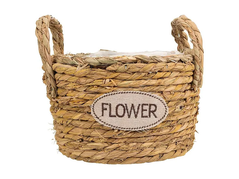 Cesto de cuerda trenzada marrón d21x13