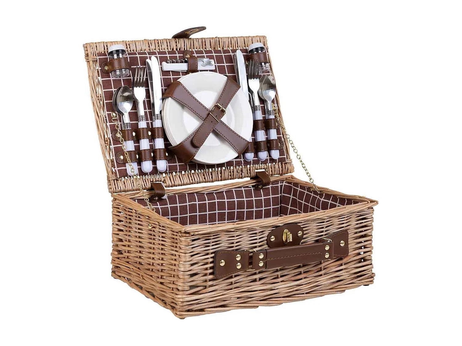 Brauner Picknickkorb 40x28x20h cm