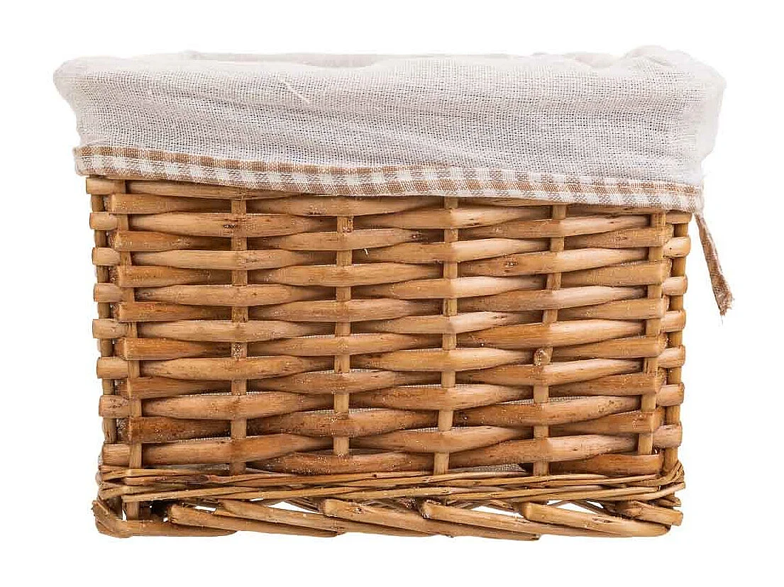 Set mit 3 braun gefütterten Weidenkörben