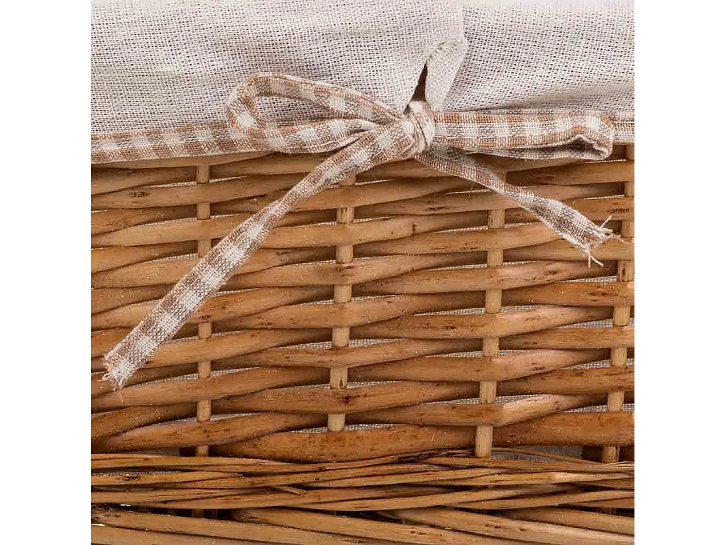 Set de 3 paniers en osier doublés marrons