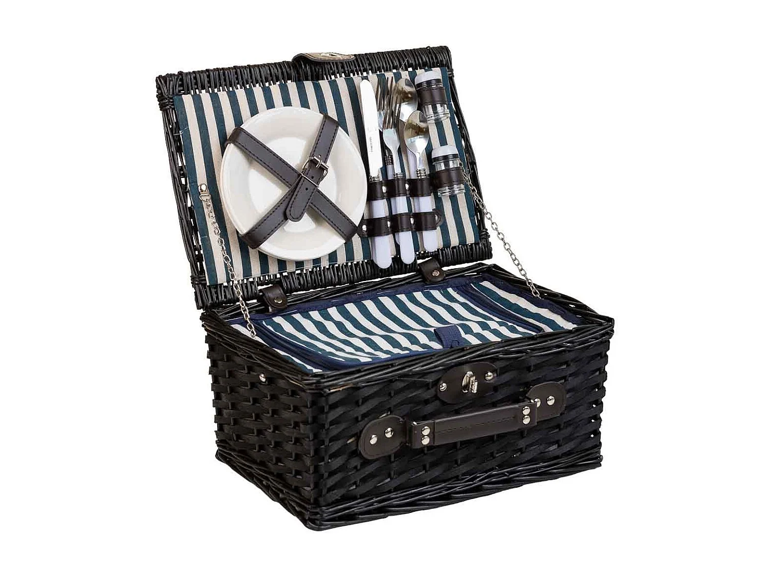 Cesta de piquenique azul 38x26x19