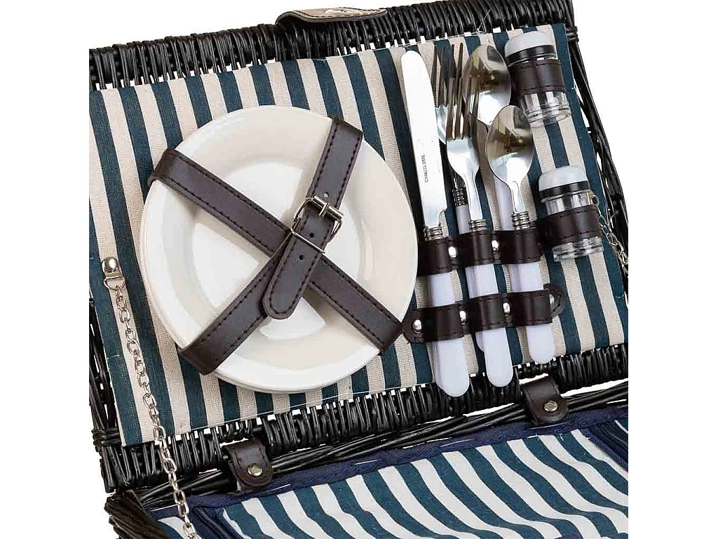 Cesta de piquenique azul 38x26x19