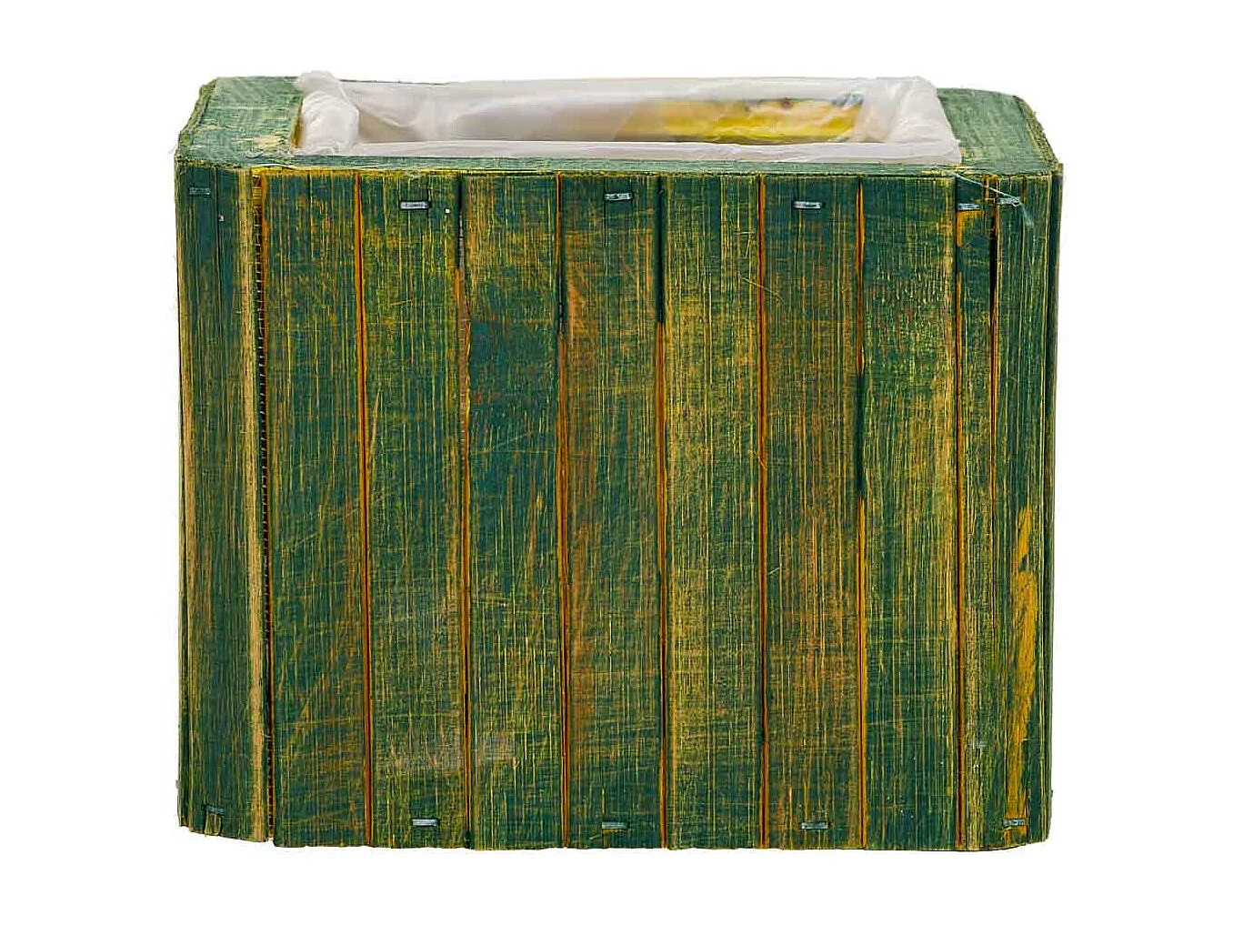 Panier carré en bois vert 14.5x14.5x11h