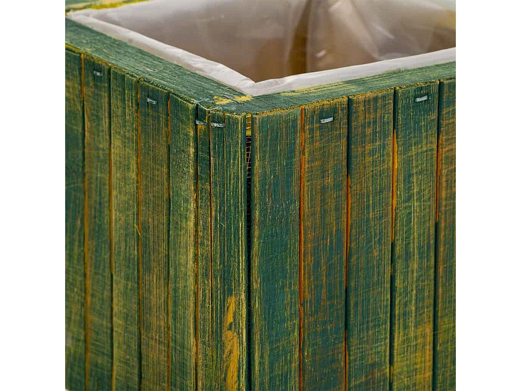 Panier carré en bois vert 14.5x14.5x11h