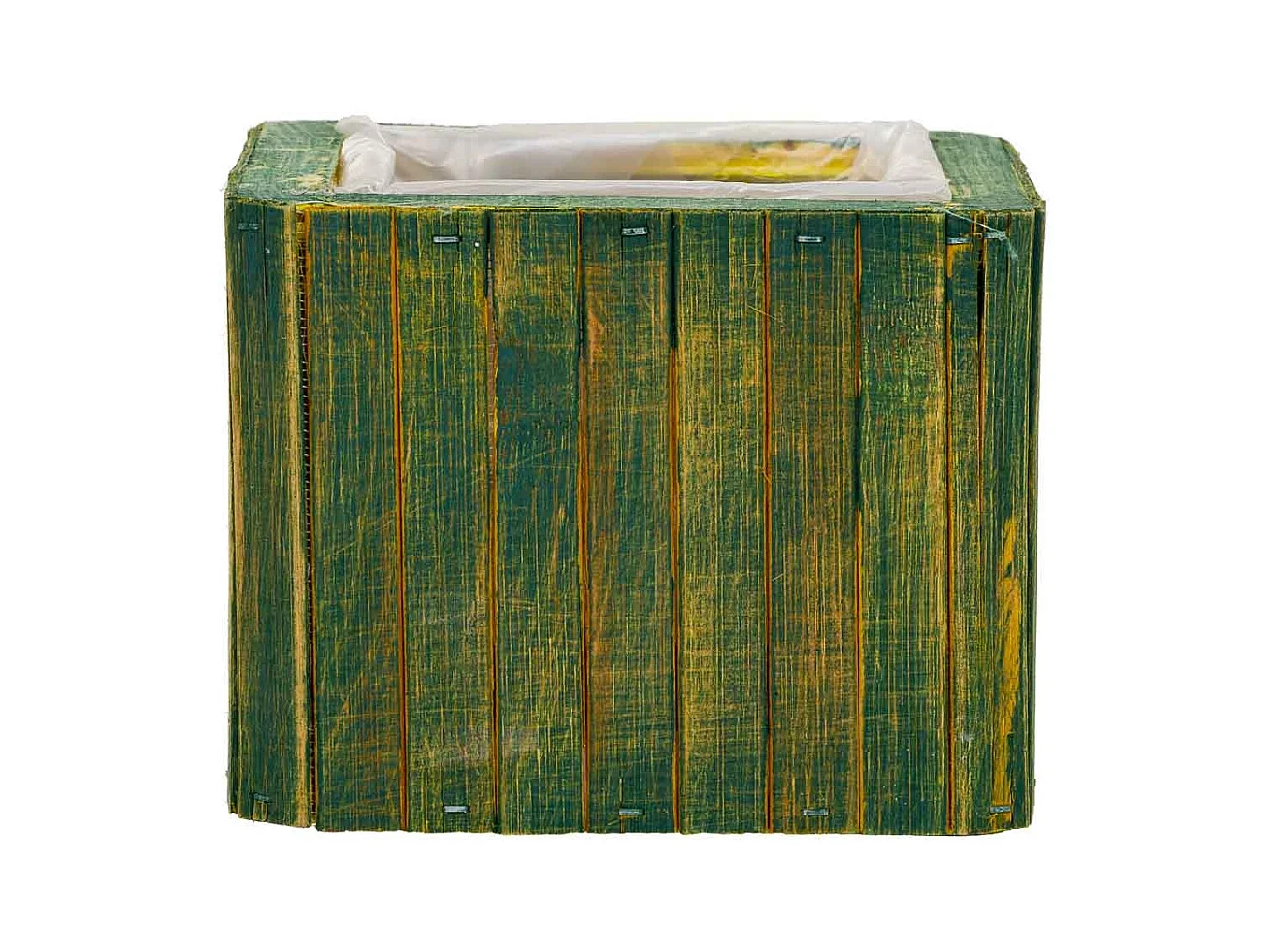 Panier carré en bois vert 14.5x14.5x11h