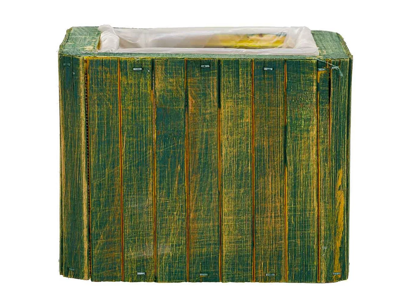 Panier carré en bois vert 14.5x14.5x11h