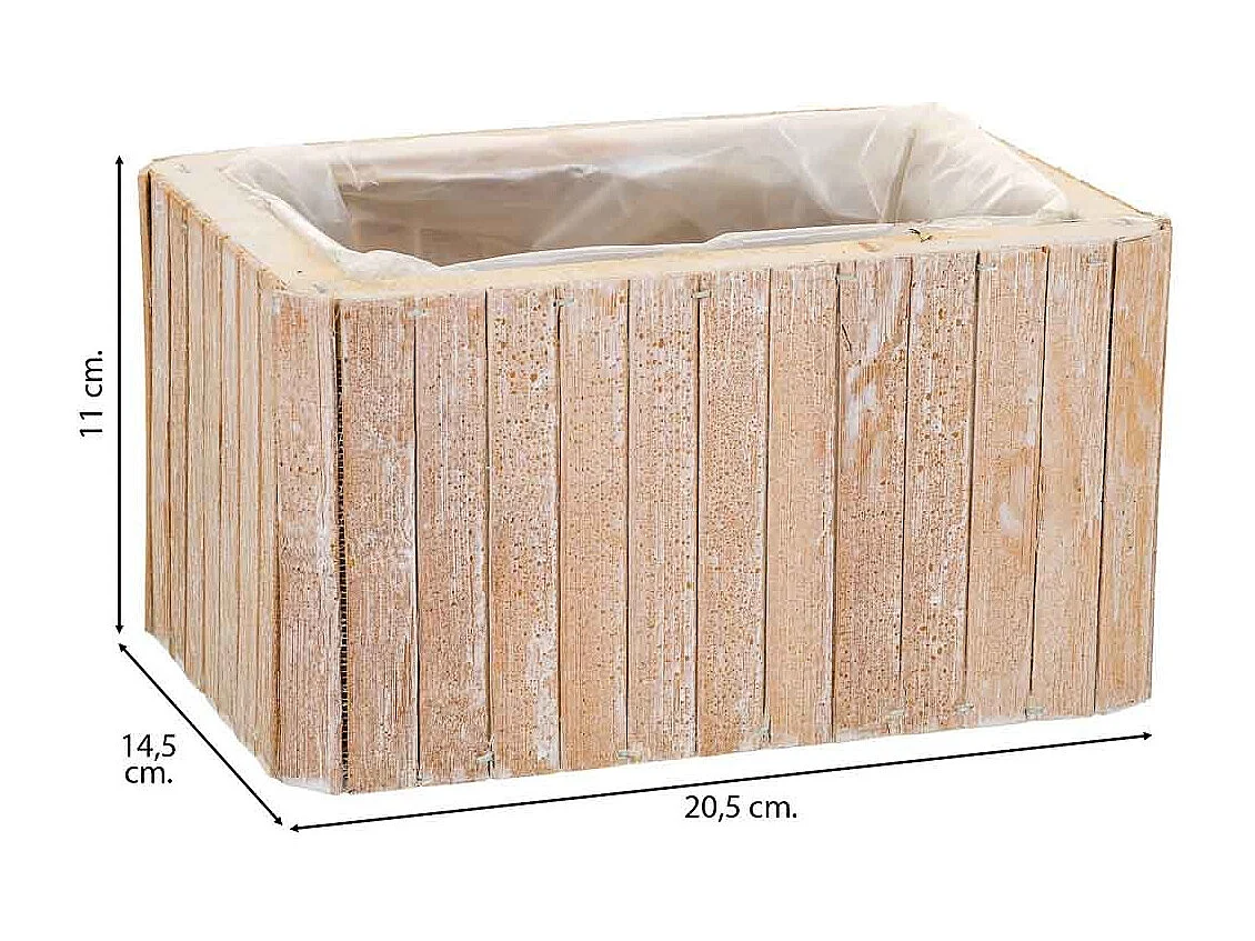 Panier rectangulaire en bois marron 20.5x14.5x11h