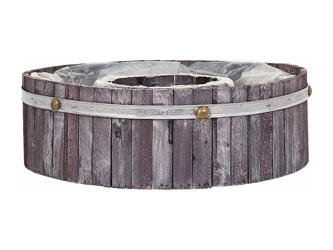 Cesto redondo de madera gris 40x40x12