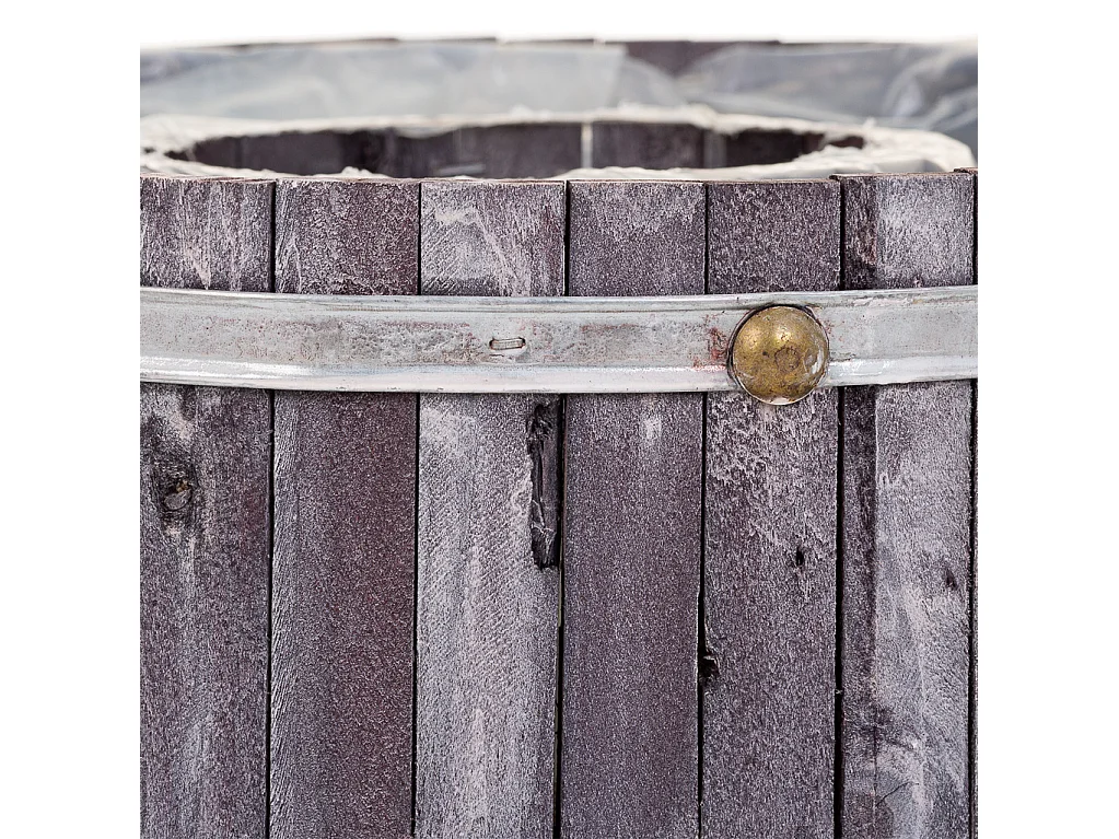 Cesto redondo de madera gris 40x40x12