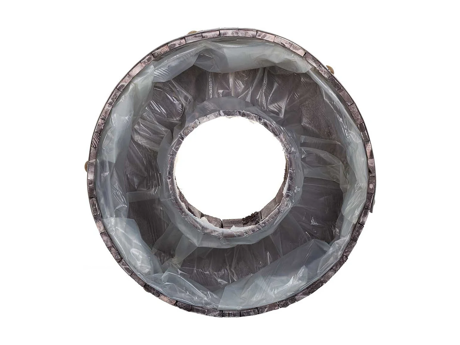 Cesto redondo de madera gris 40x40x12