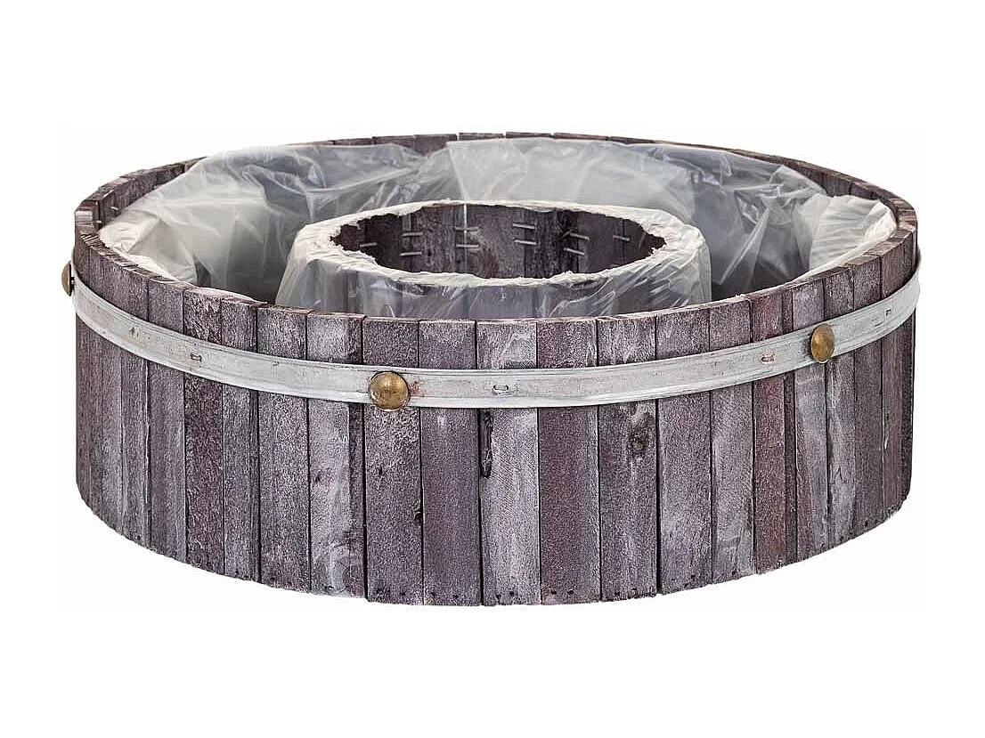 Cesto redondo de madera gris 40x40x12