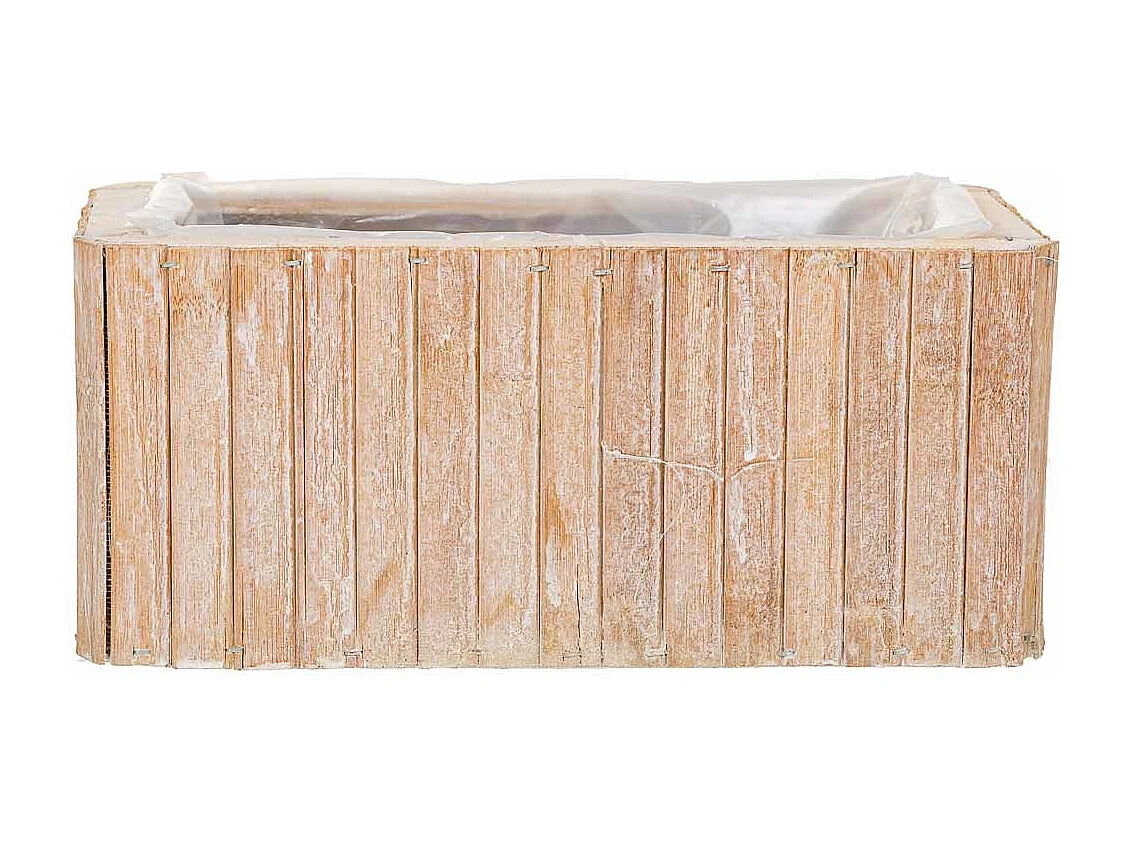 Cesto retangular de madeira marrom 25,5x14,5x11