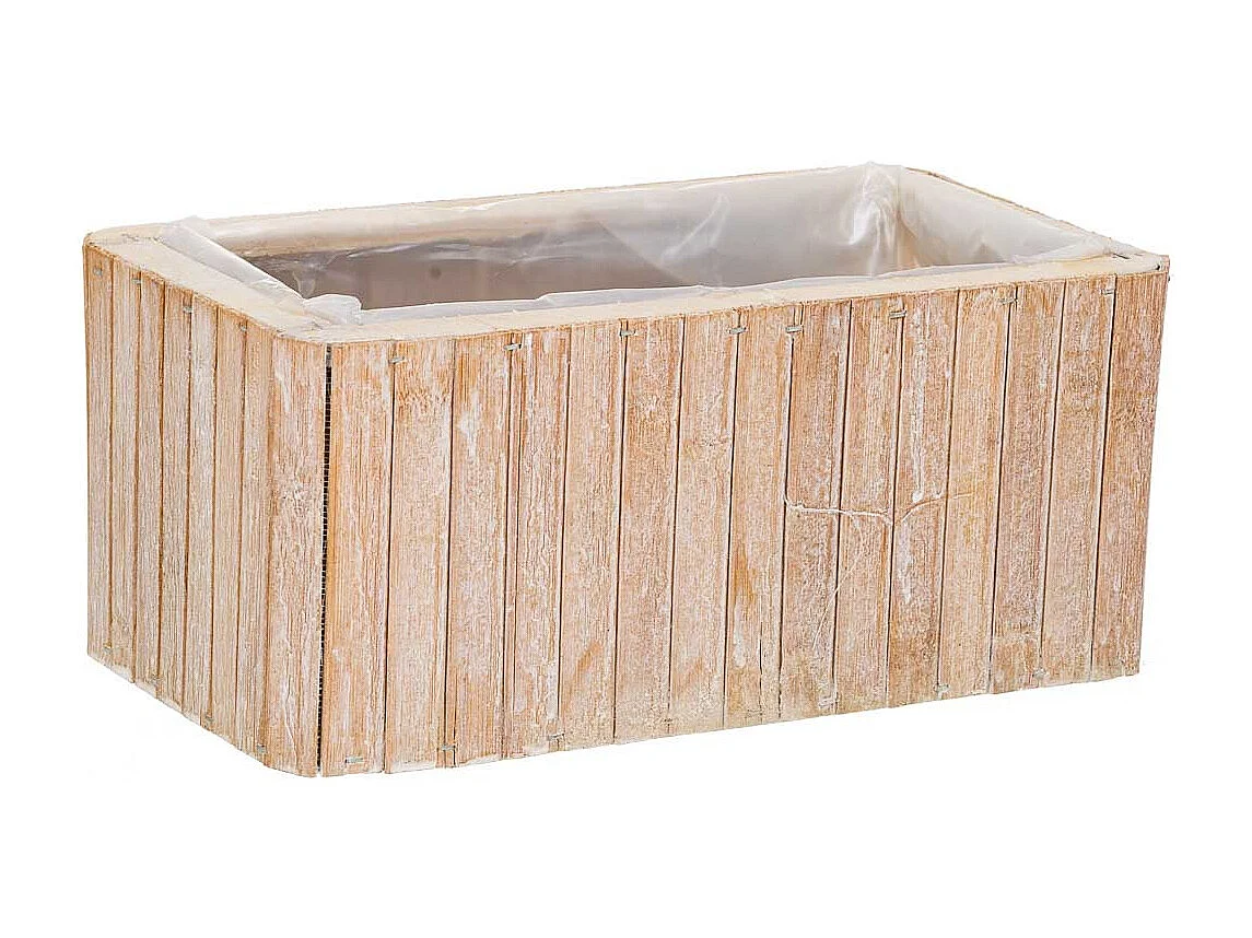 Cesto retangular de madeira marrom 25,5x14,5x11