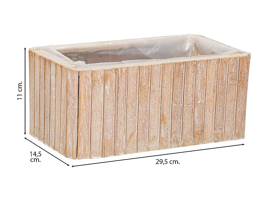 Cesto retangular de madeira marrom 25,5x14,5x11
