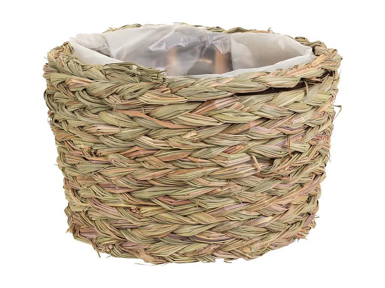 Cesto de cuerda trenzada marrón d24x14