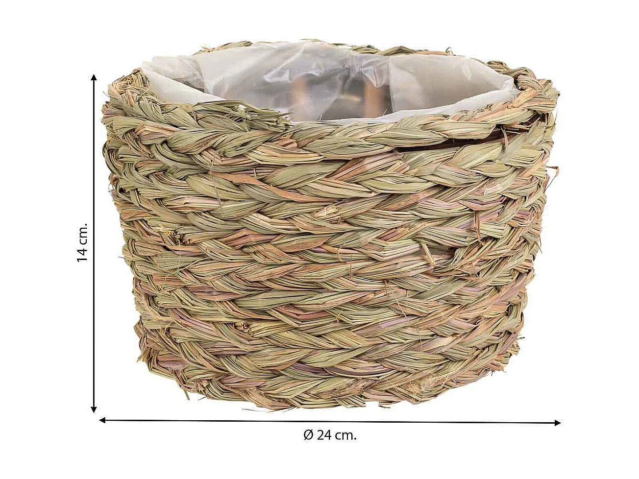 Cesto in corda intrecciata marrone d24x14h