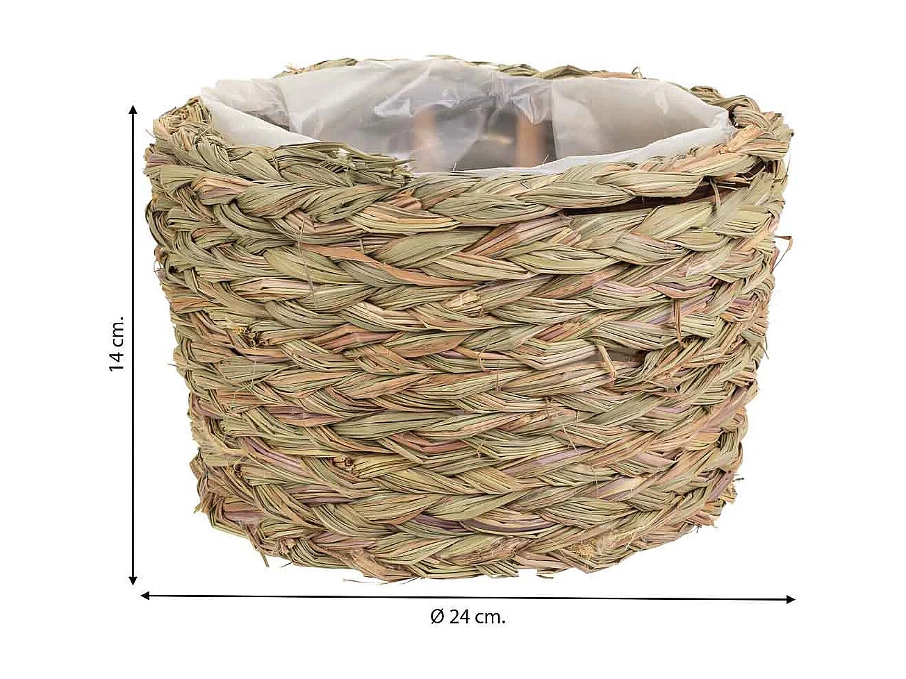 Cesto in corda intrecciata marrone d24x14h