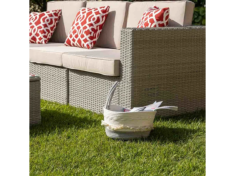 Cesto de corda trançada branca 40x30x18