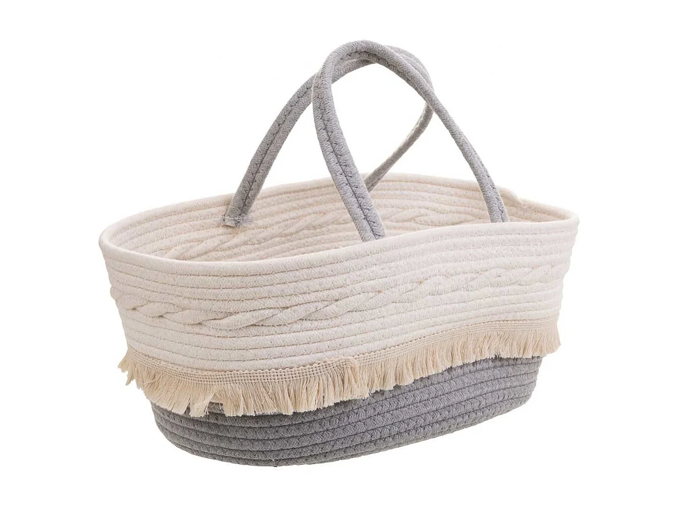 Cesto de corda trançada branca 40x30x18