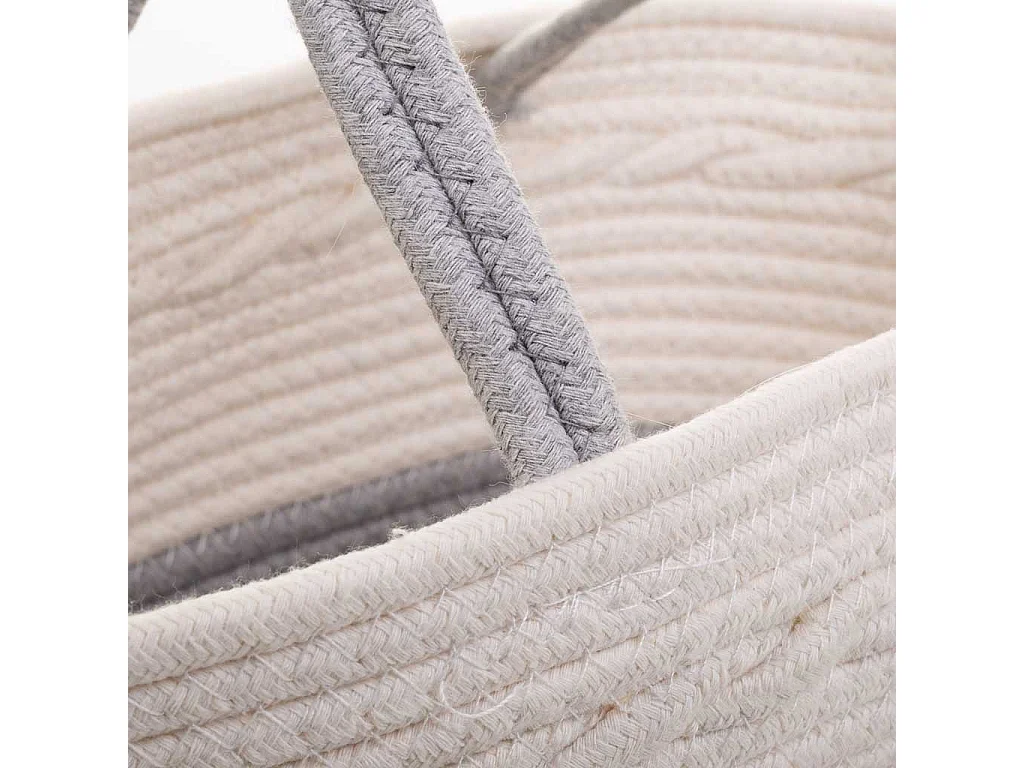 Cesto de corda trançada branca 40x30x18