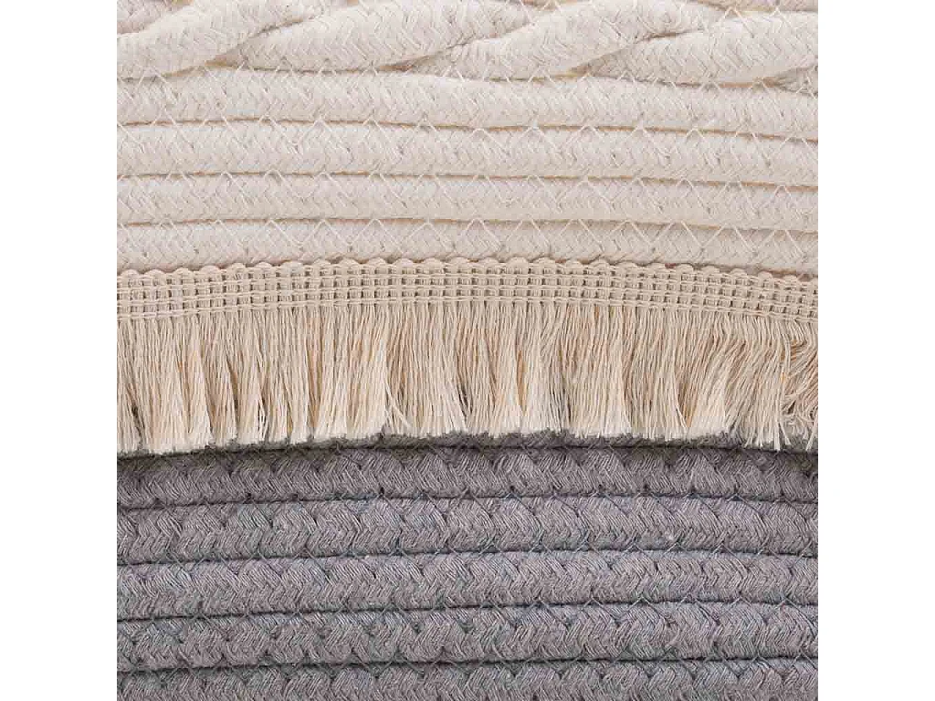 Cesto de corda trançada branca 40x30x18