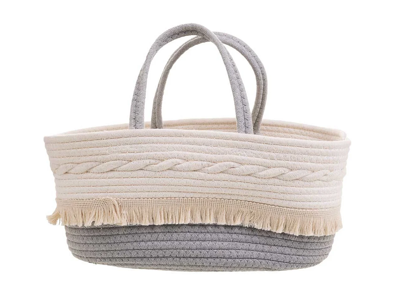 Cesto blanco de cuerda trenzada 40x30x18