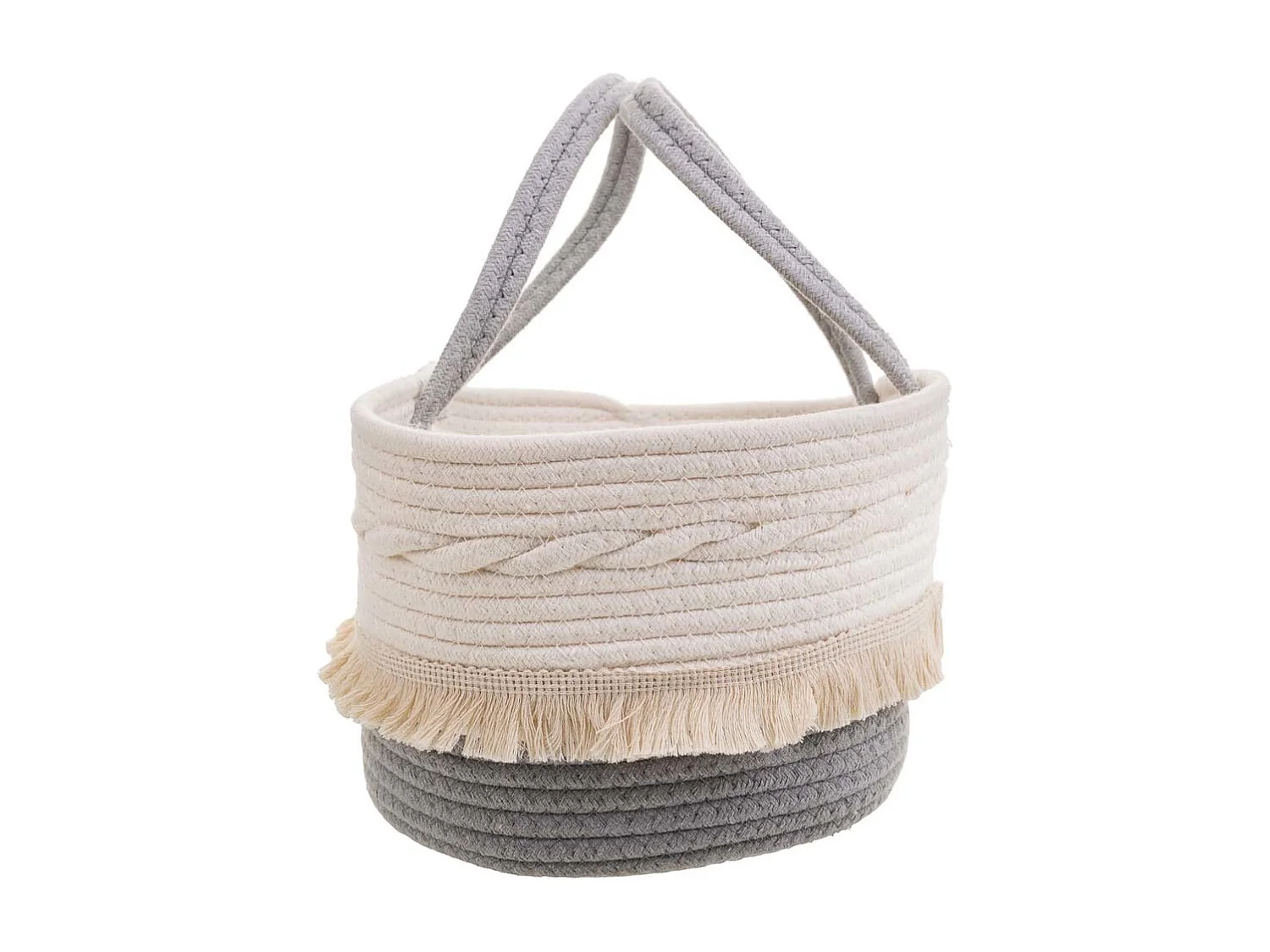 Cesto blanco de cuerda trenzada 40x30x18