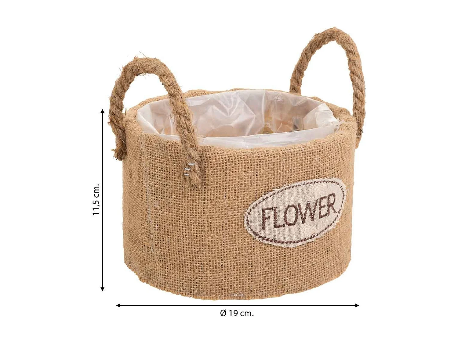 Cestino in filo di tessuto marrone d19x11,5h