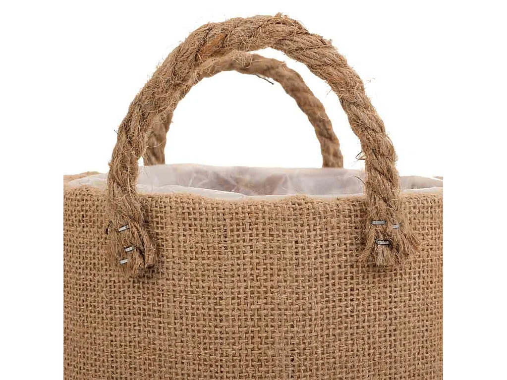 Cesto de linha em tecido marrom d19x11,5