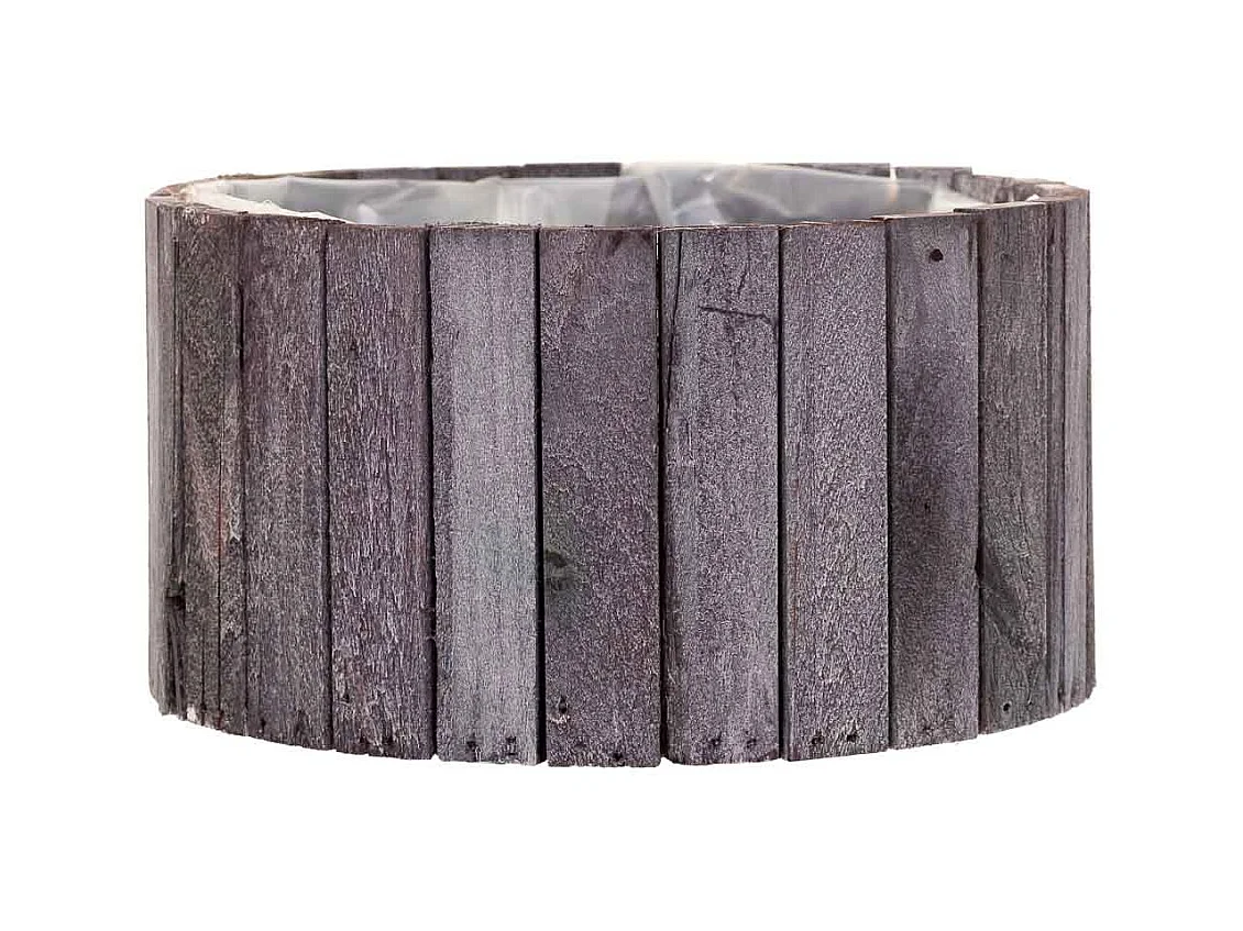 Ensemble de 2 paniers ronds en bois gris