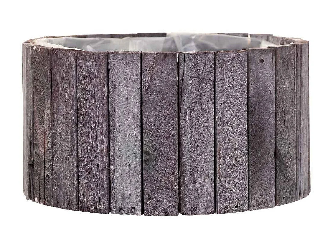 Set di 2 cestini rotondi in legno grigio