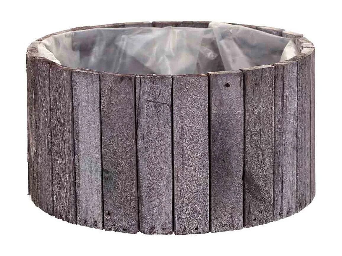 Set di 2 cestini rotondi in legno grigio