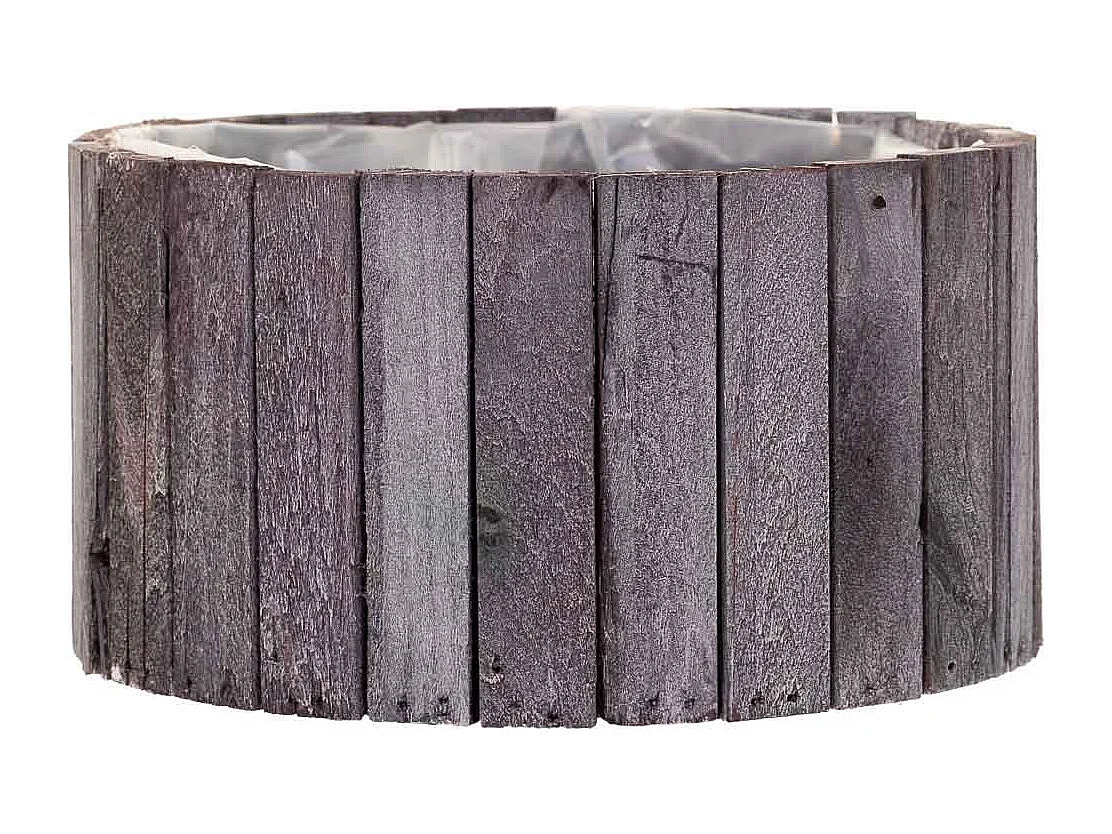 Set di 2 cestini rotondi in legno grigio