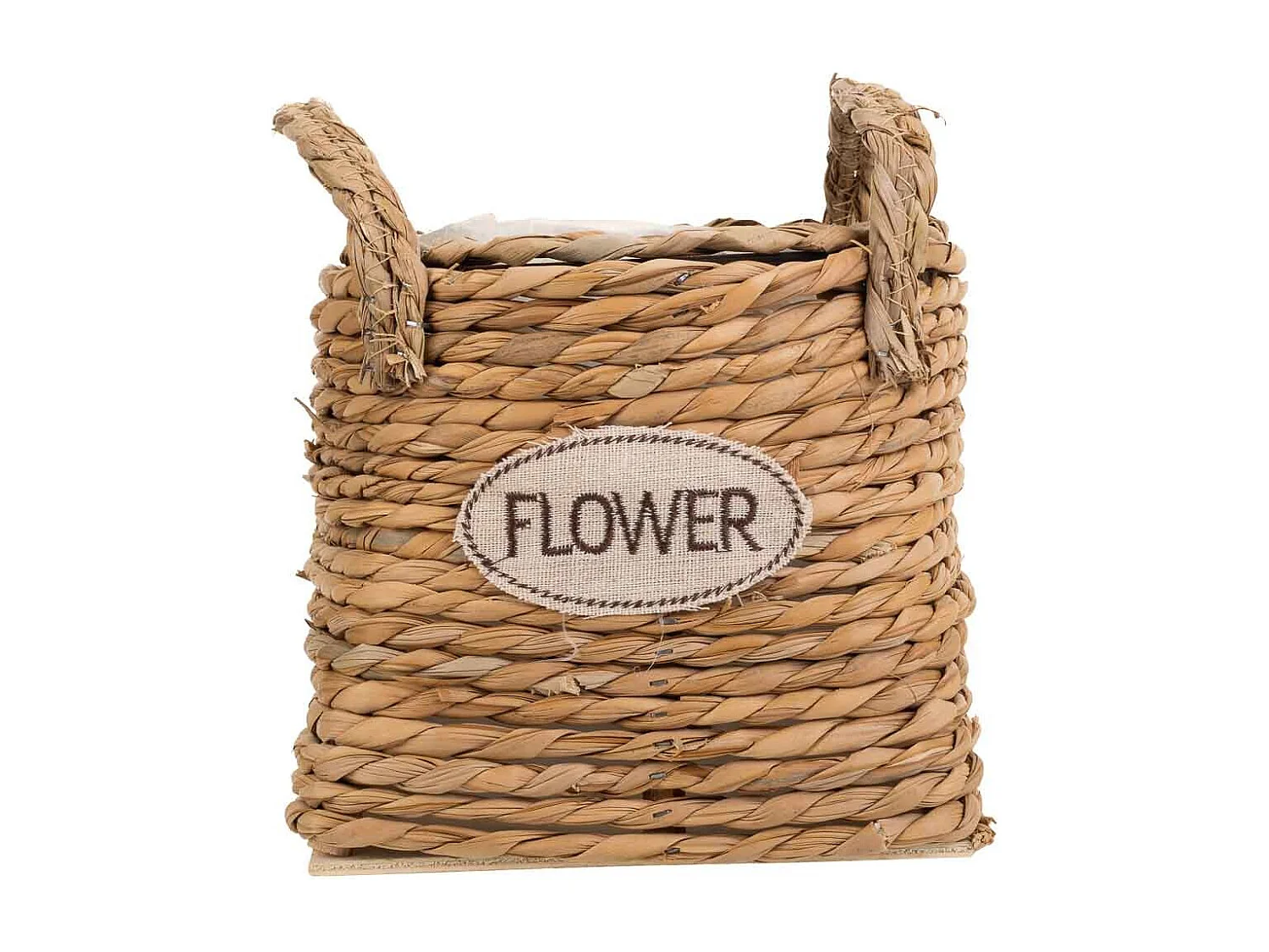 Cesto de corda trançada marrom 19x19x17