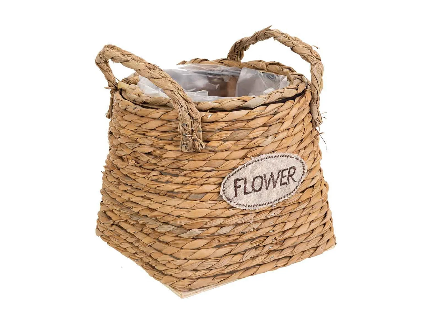 Cesto de corda trançada marrom 19x19x17