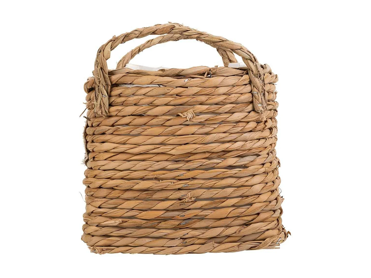 Cesto de corda trançada marrom 19x19x17