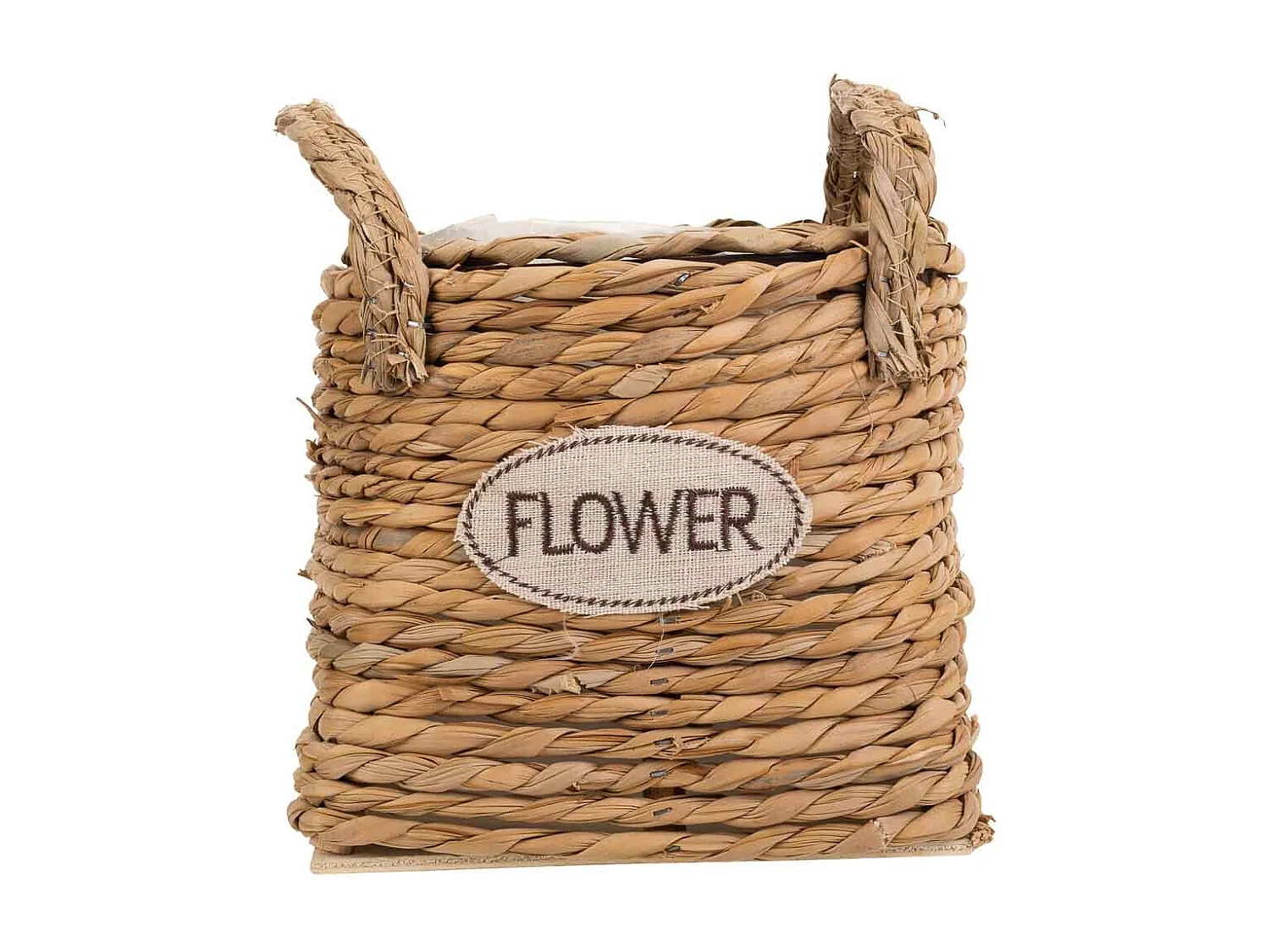 Cesto de corda trançada marrom 19x19x17