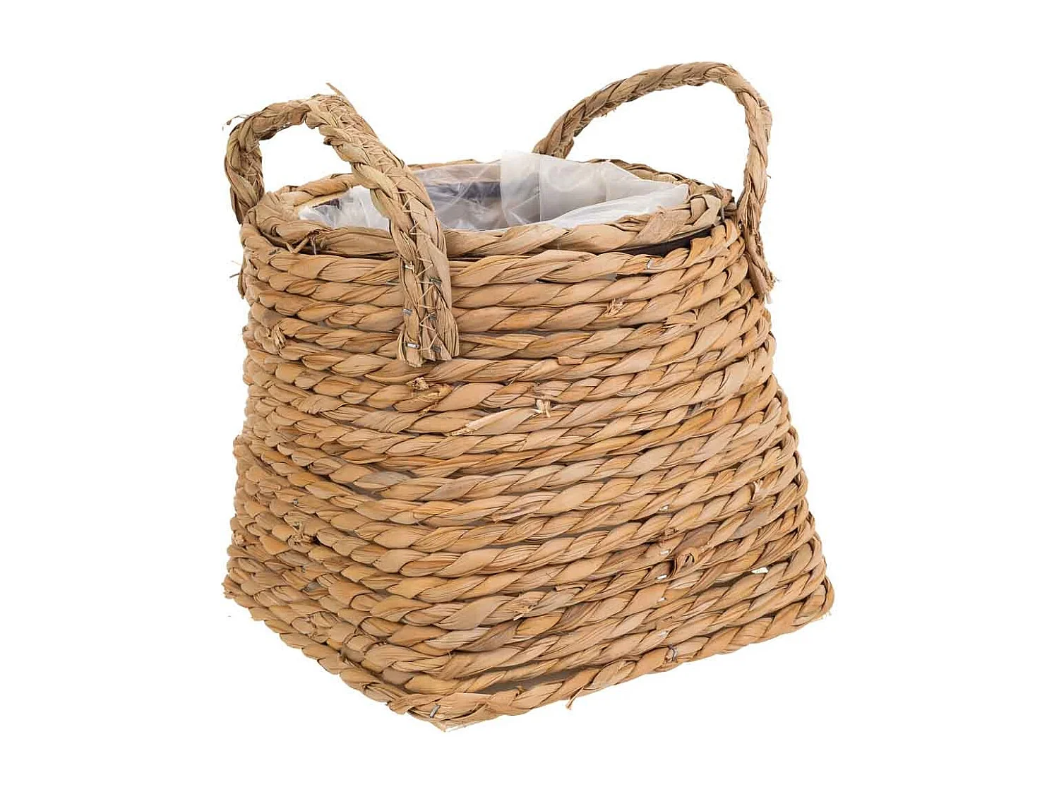 Cesto de corda trançada marrom 19x19x17