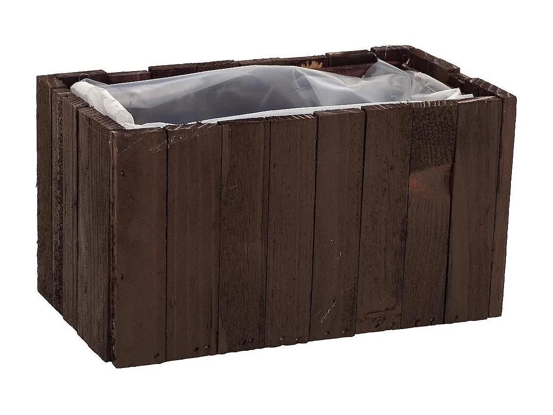 Cesto cuadrado de madera marrón 18.5x10.5x10